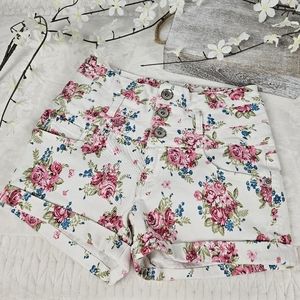 Truce Floral Denim Shorts